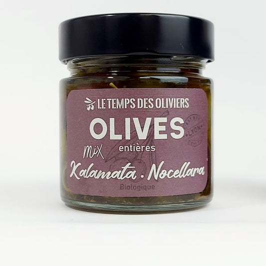 Le Temps Des Oliviers -- Mix olives kalamata/nocellara entières bio - 180 g