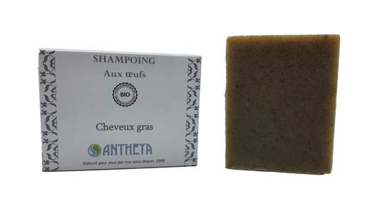 Antheya -- Shampoing solide lait de chèvre/citron/aloe vera - cheveux gras (boîte) - 100 g