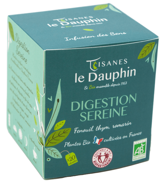 Tisanes Le Dauphin -- Infusion bio digestion sereine  origine france - 20 infusettes