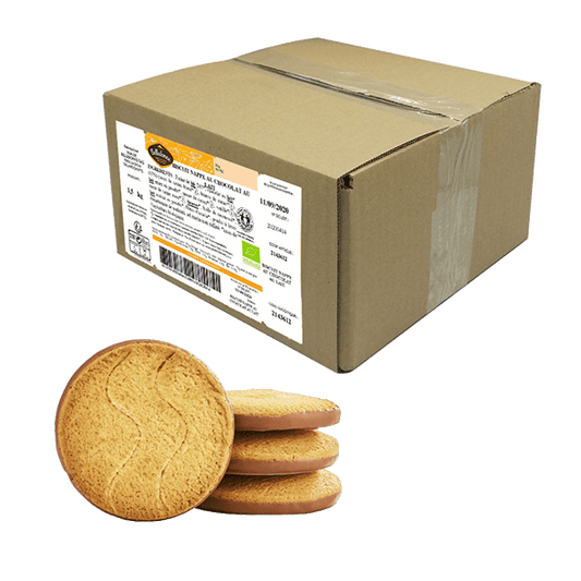 Belledonne -- Biscuit nappé chocolat au lait bio - vrac 1,5 kg (env. 56 biscuits)