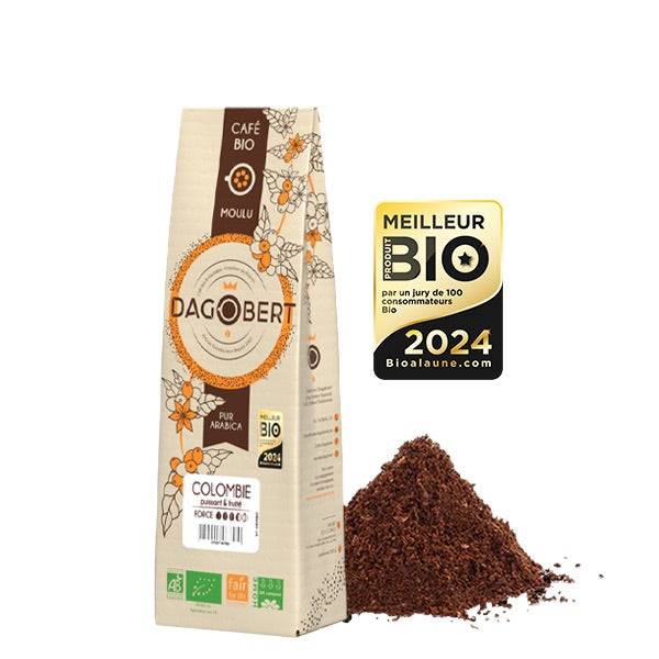 Les Cafés Dagobert -- Colombie 100% arabica, bio et équitable - moulu/filtre (origine Colombie) - 500 g